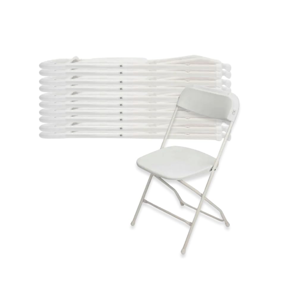 White Stackable Plastic Folding Chair 10-Pack X82243