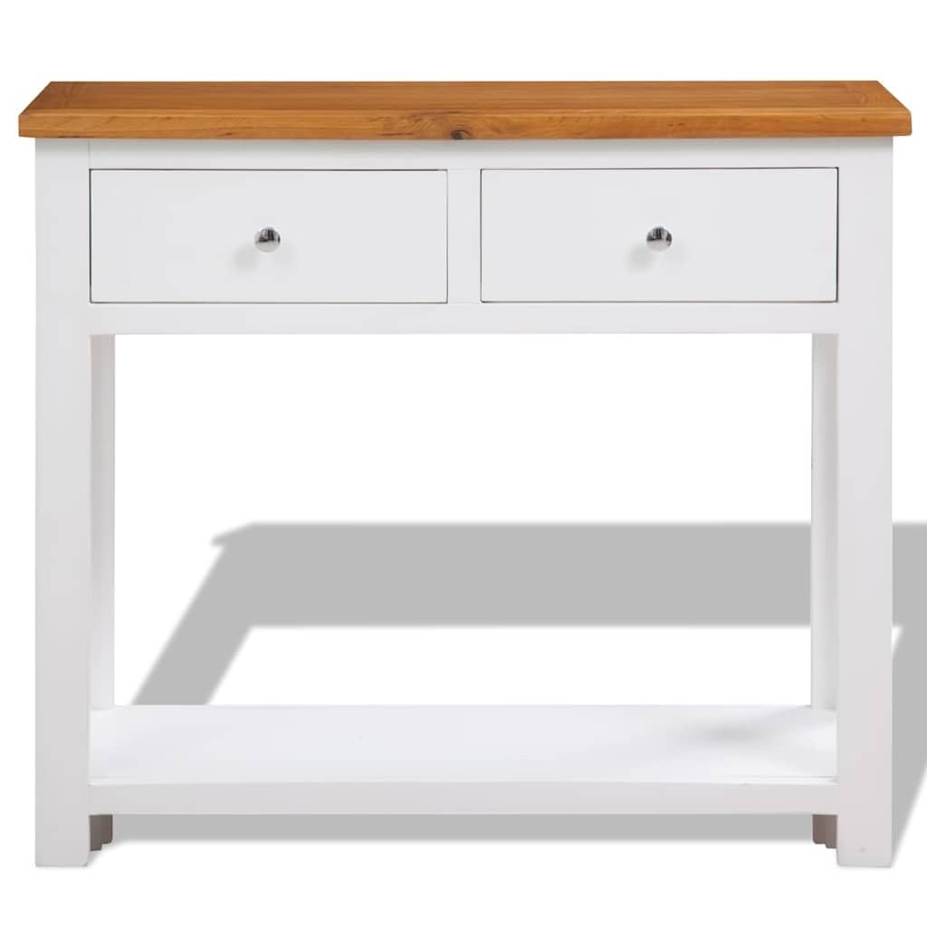 Solid Oak Wood Console Table with 2 Drawers Q250