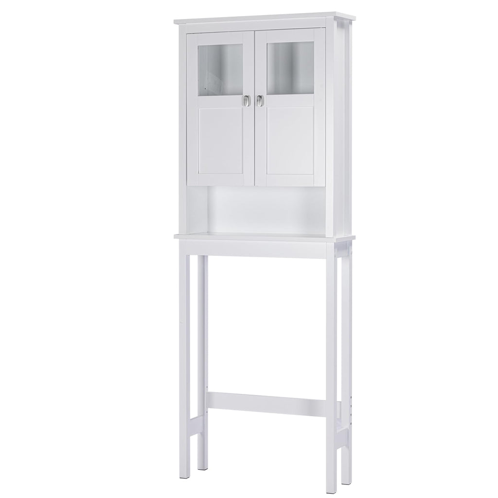 White Over the Toilet Storage Cabinet with Glass Doors C75761