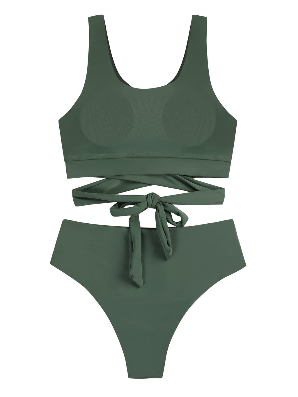 Scoop Neck High Waisted Two Piece Bikini Set F116003