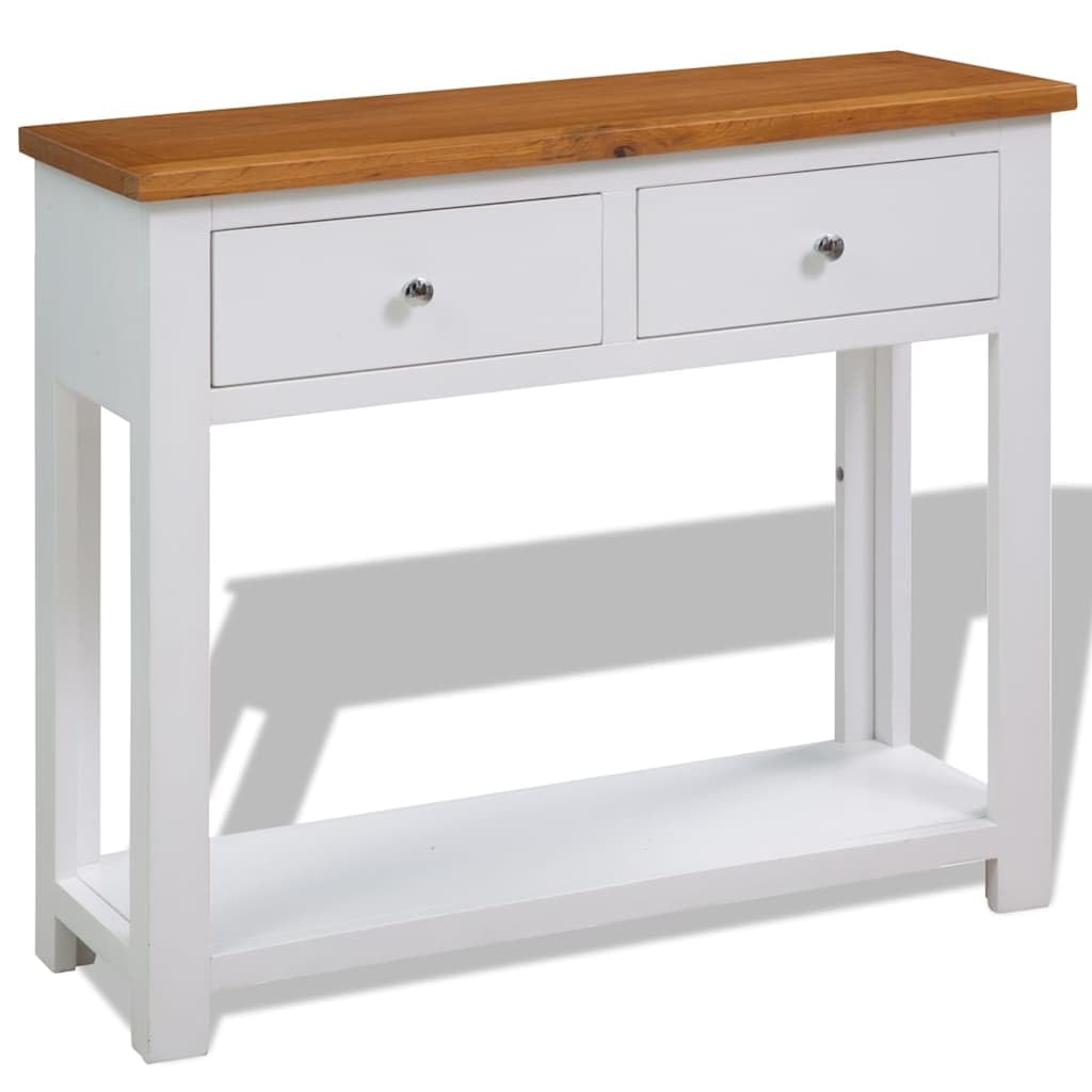 Solid Oak Wood Console Table with 2 Drawers Q250
