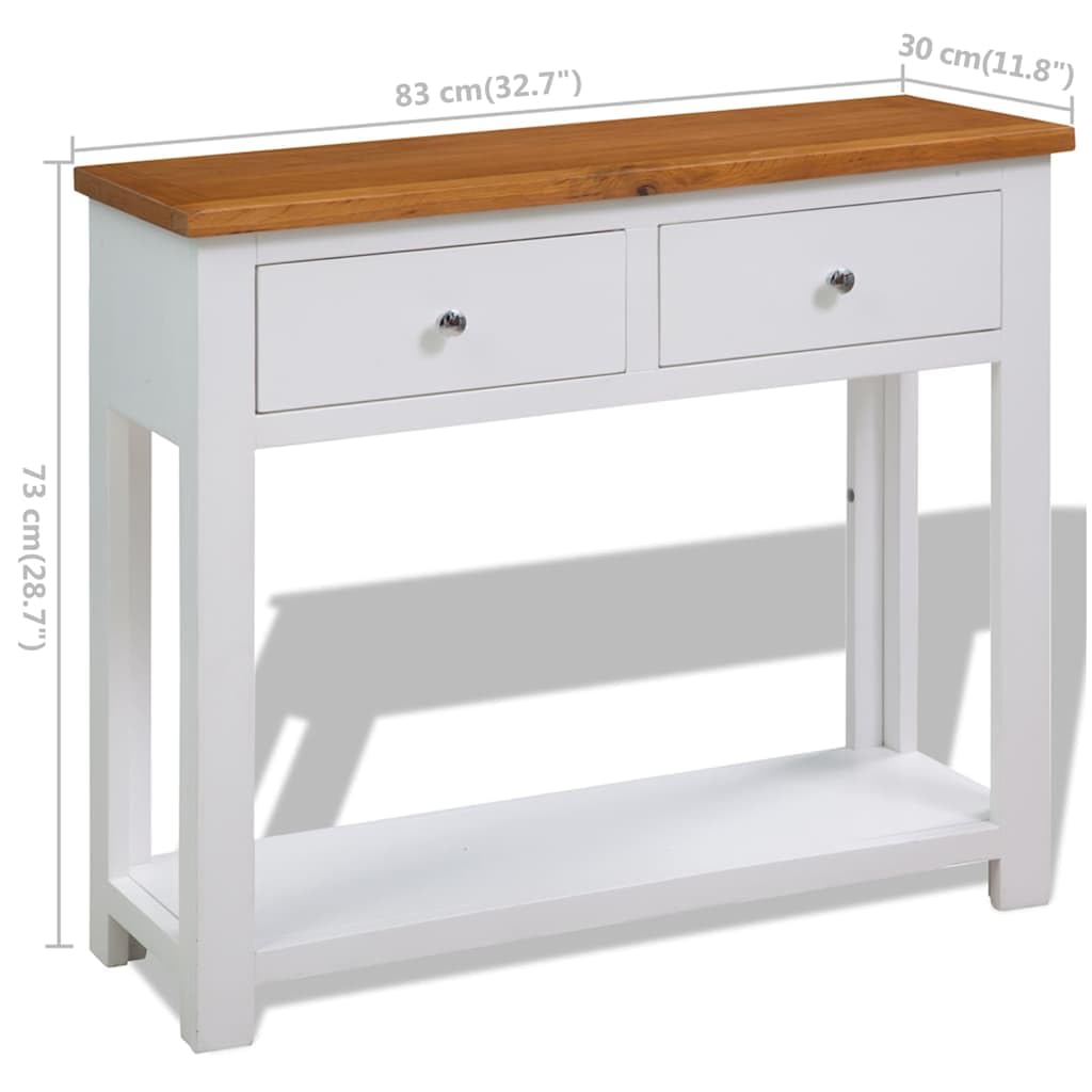 Solid Oak Wood Console Table with 2 Drawers Q250