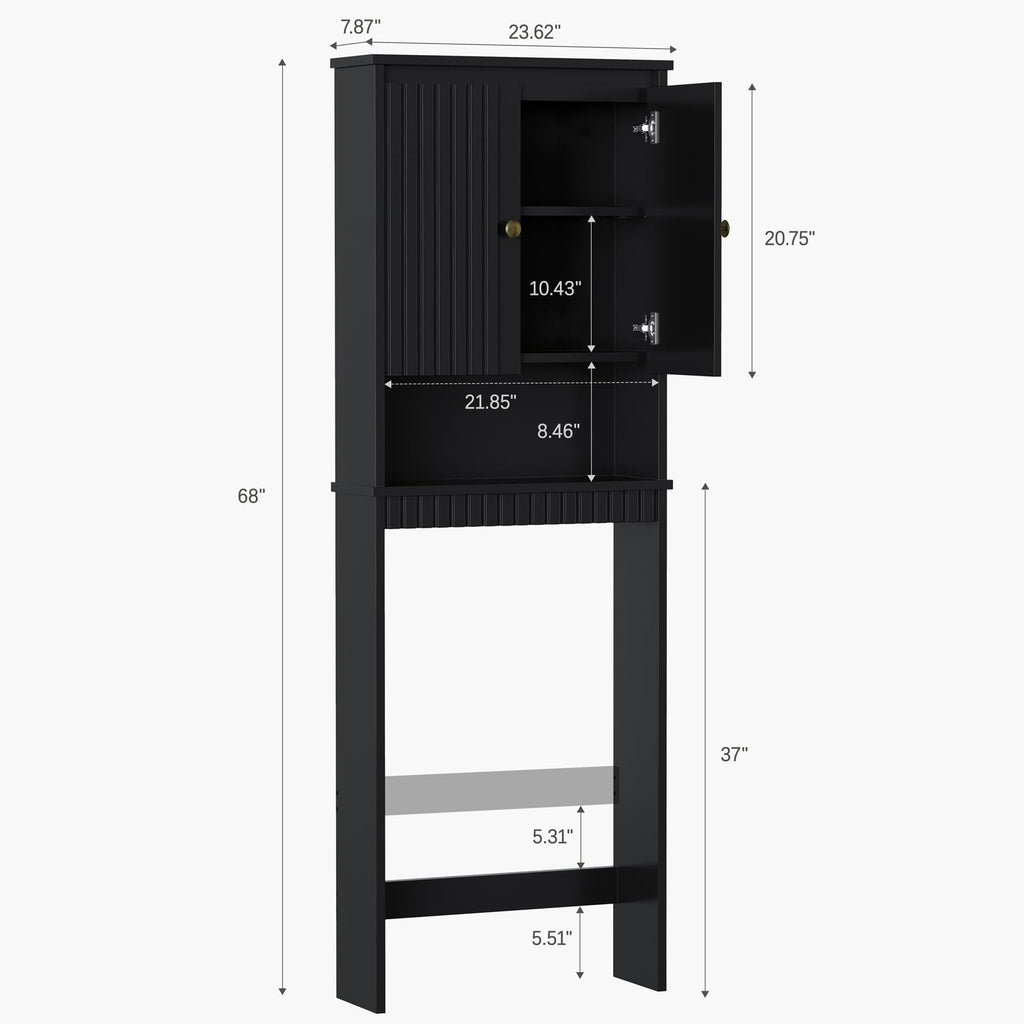Black Over The Toilet Storage Cabinet with Adjustable Shelf N66462