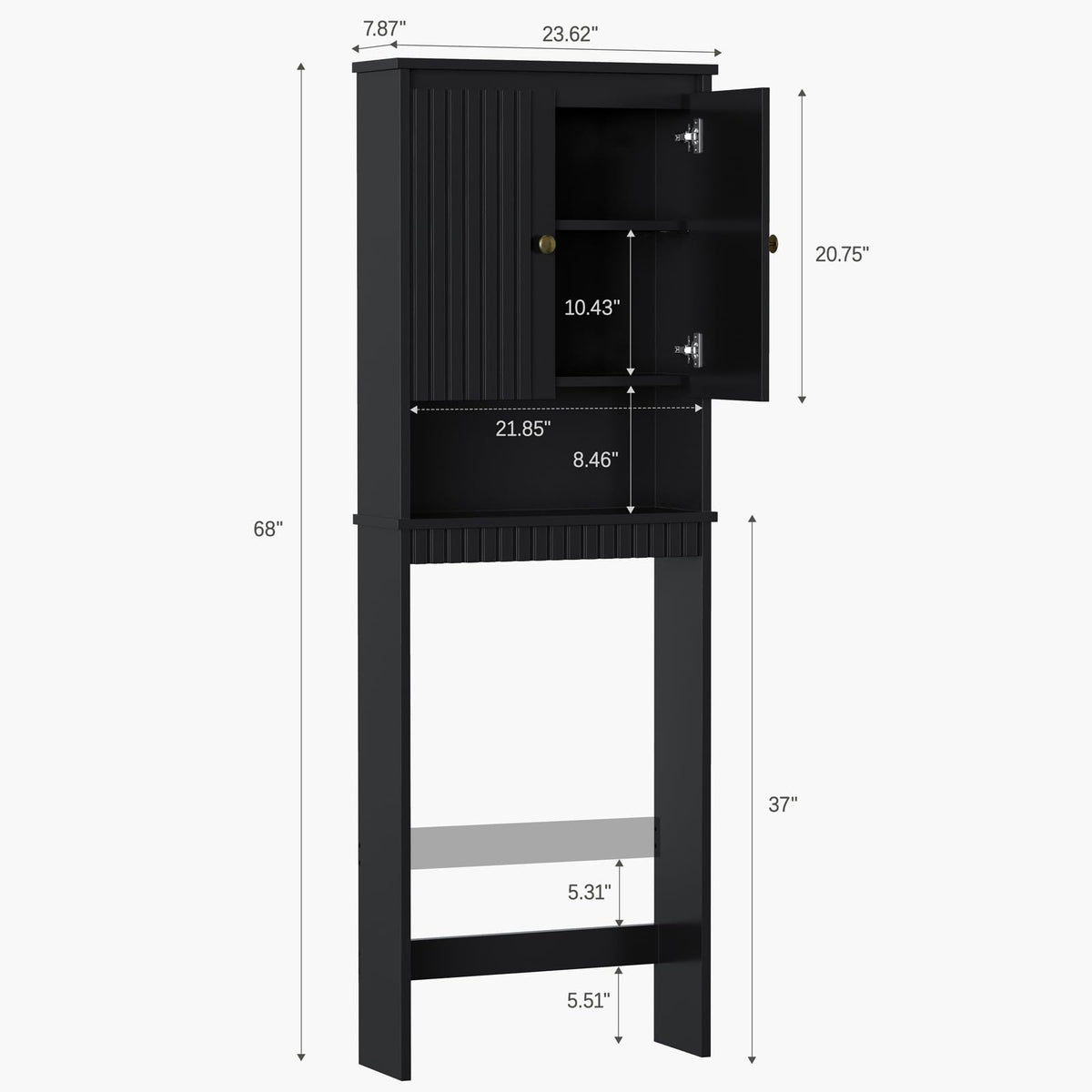 Black Over The Toilet Storage Cabinet with Adjustable Shelf N66462