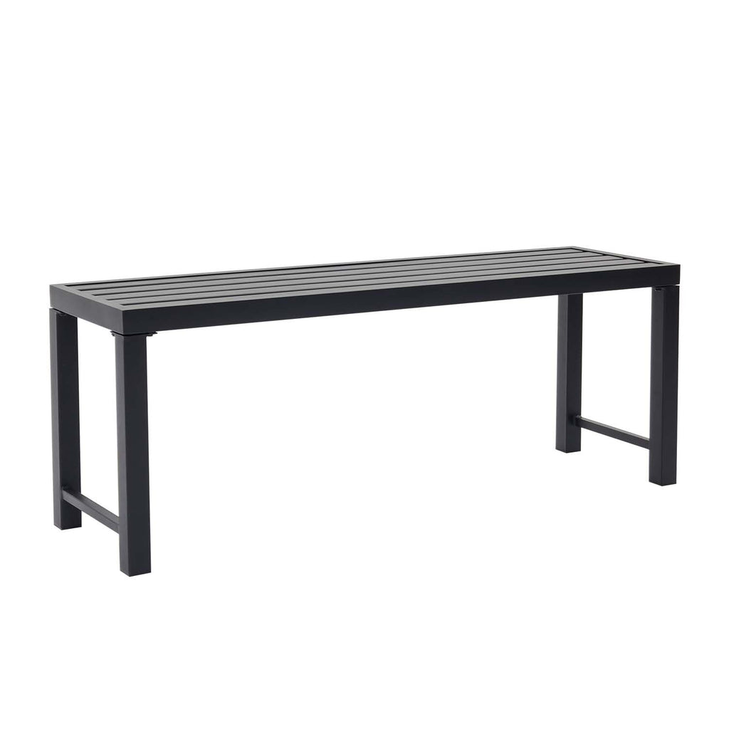 46" Black Metal Backless Outdoor Bench X318911