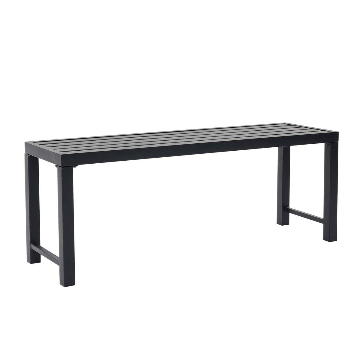 46" Black Metal Backless Outdoor Bench X318911