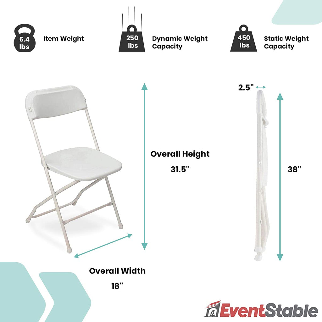 White Stackable Plastic Folding Chair 10-Pack X82243