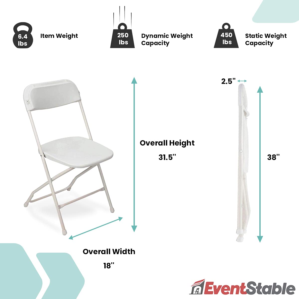 White Stackable Plastic Folding Chair 10-Pack X82243