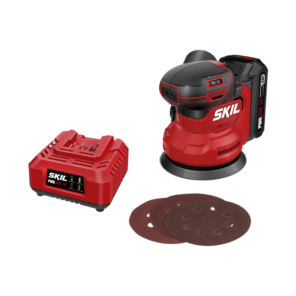 20V Brushless Random Orbital Sander Kit with 2.0Ah Battery and Charger O46617