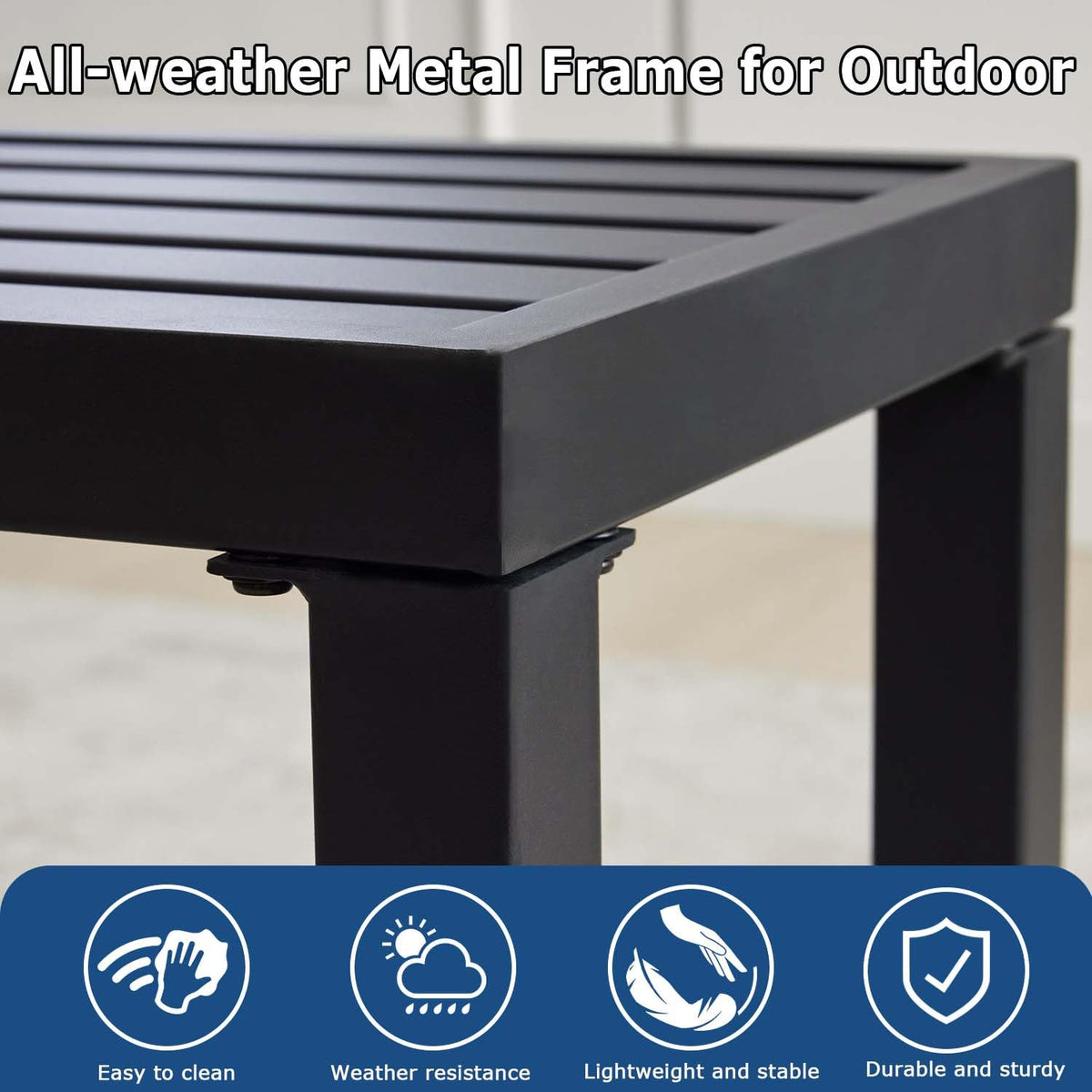 46" Black Metal Backless Outdoor Bench X318911