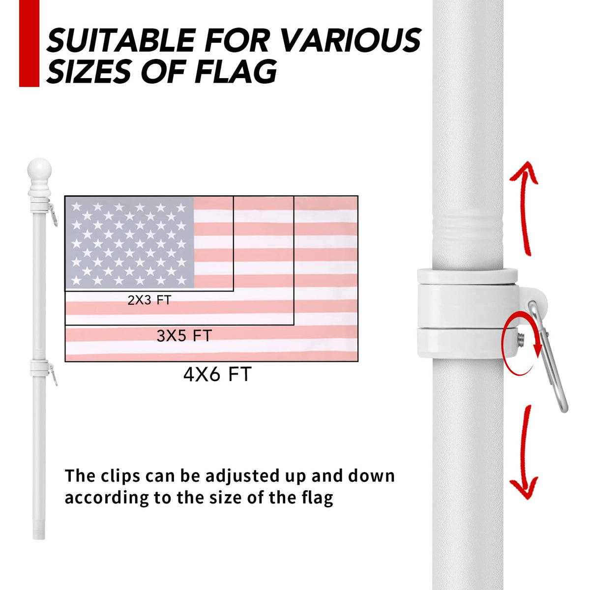 6FT Flag Pole with Bracket and Tangle-Free Rings Y175766