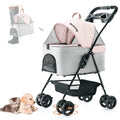 Pink Gray Pet Stroller with Detachable Carrier I8846