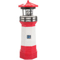 Solar Powered Rotating Lighthouse Figurine Red Resin Metal Landscape Light with LED K583778