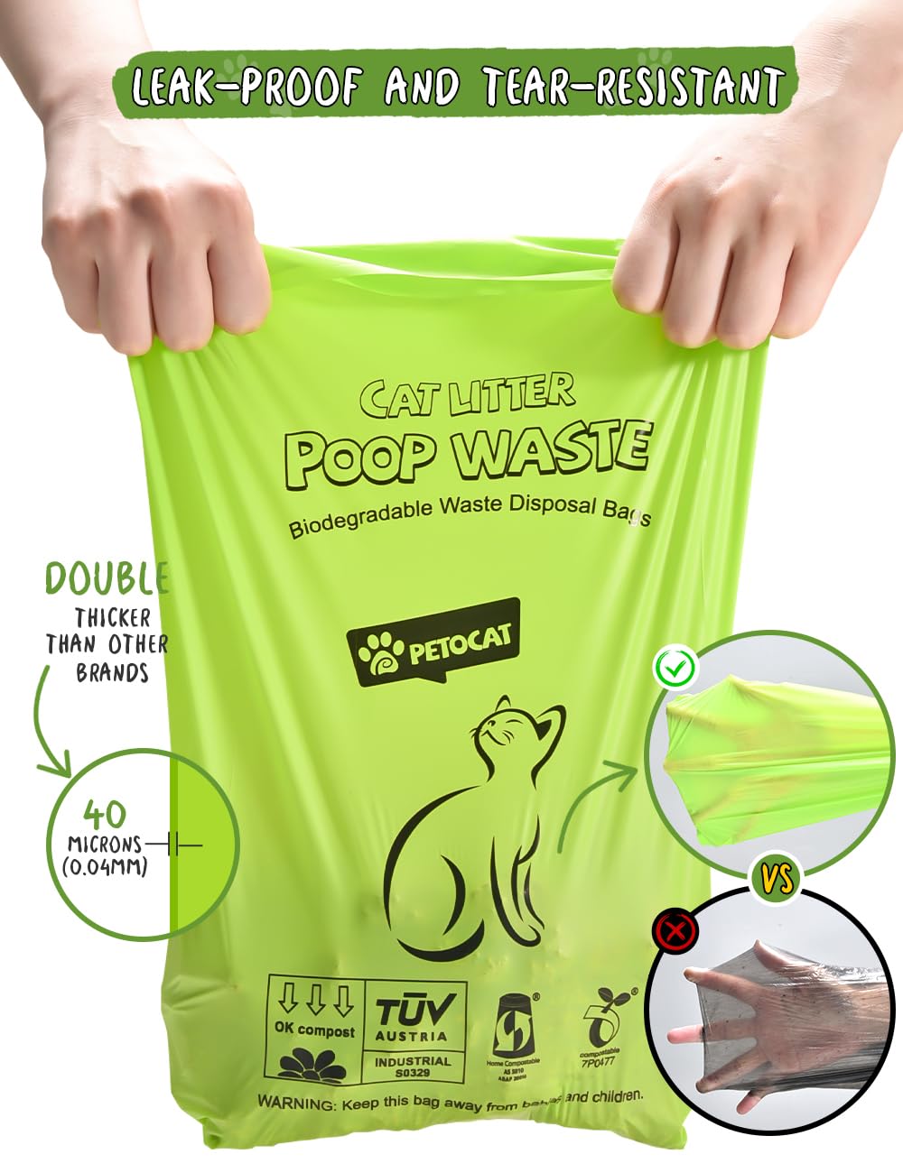 Biodegradable Unscented Cat Litter Bags 100 Count T641