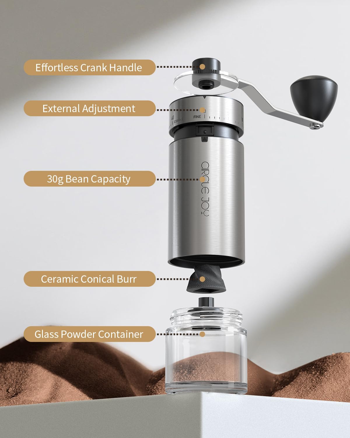 Manual Coffee Grinder with Ceramic Conical Burr J922