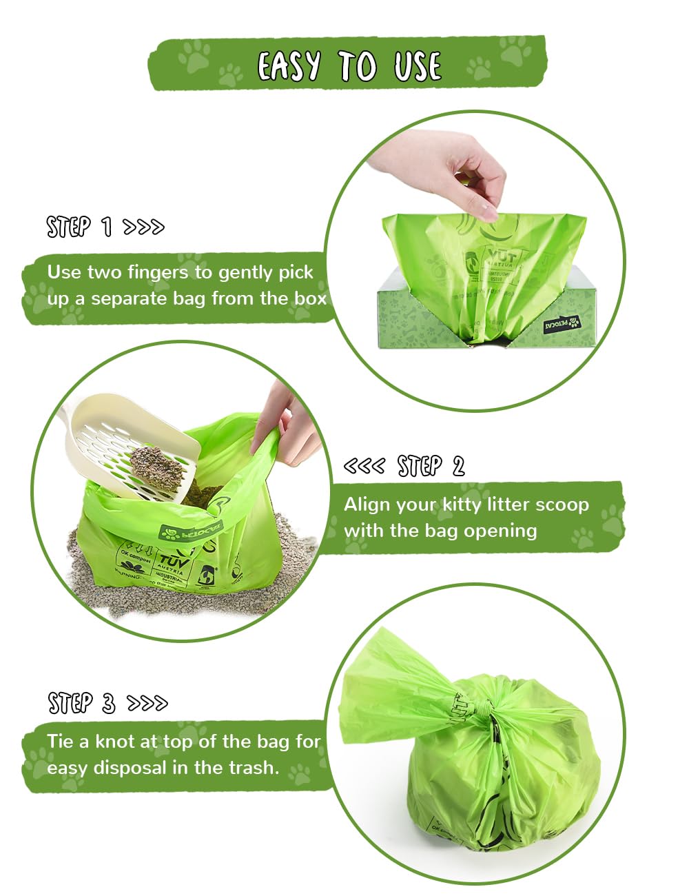 Biodegradable Unscented Cat Litter Bags 100 Count T641