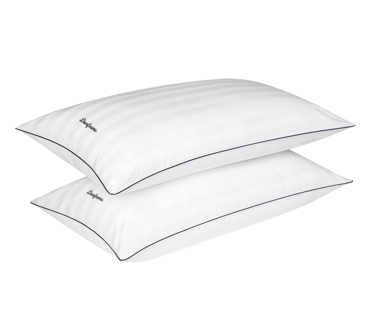 Set of 2 King Size Cotton Stripe Down Alternative Bed Pillows L59615