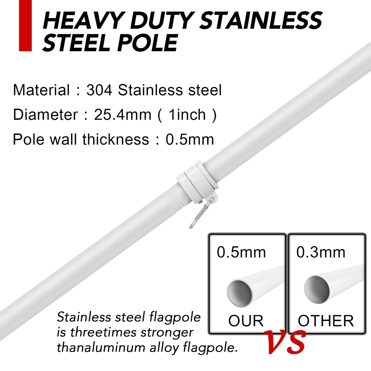 6FT Flag Pole with Bracket and Tangle-Free Rings Y175766