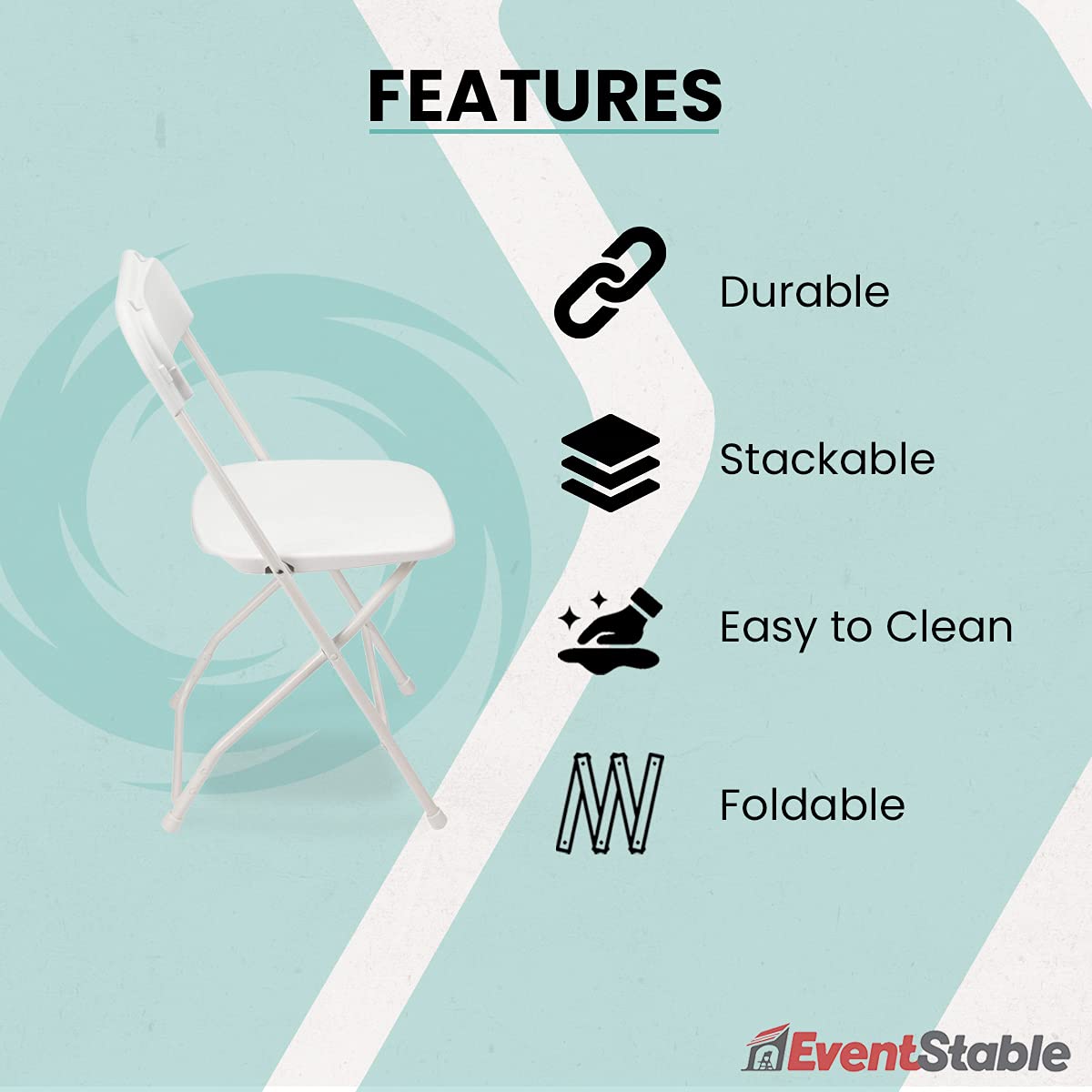 White Stackable Plastic Folding Chair 10-Pack X82243