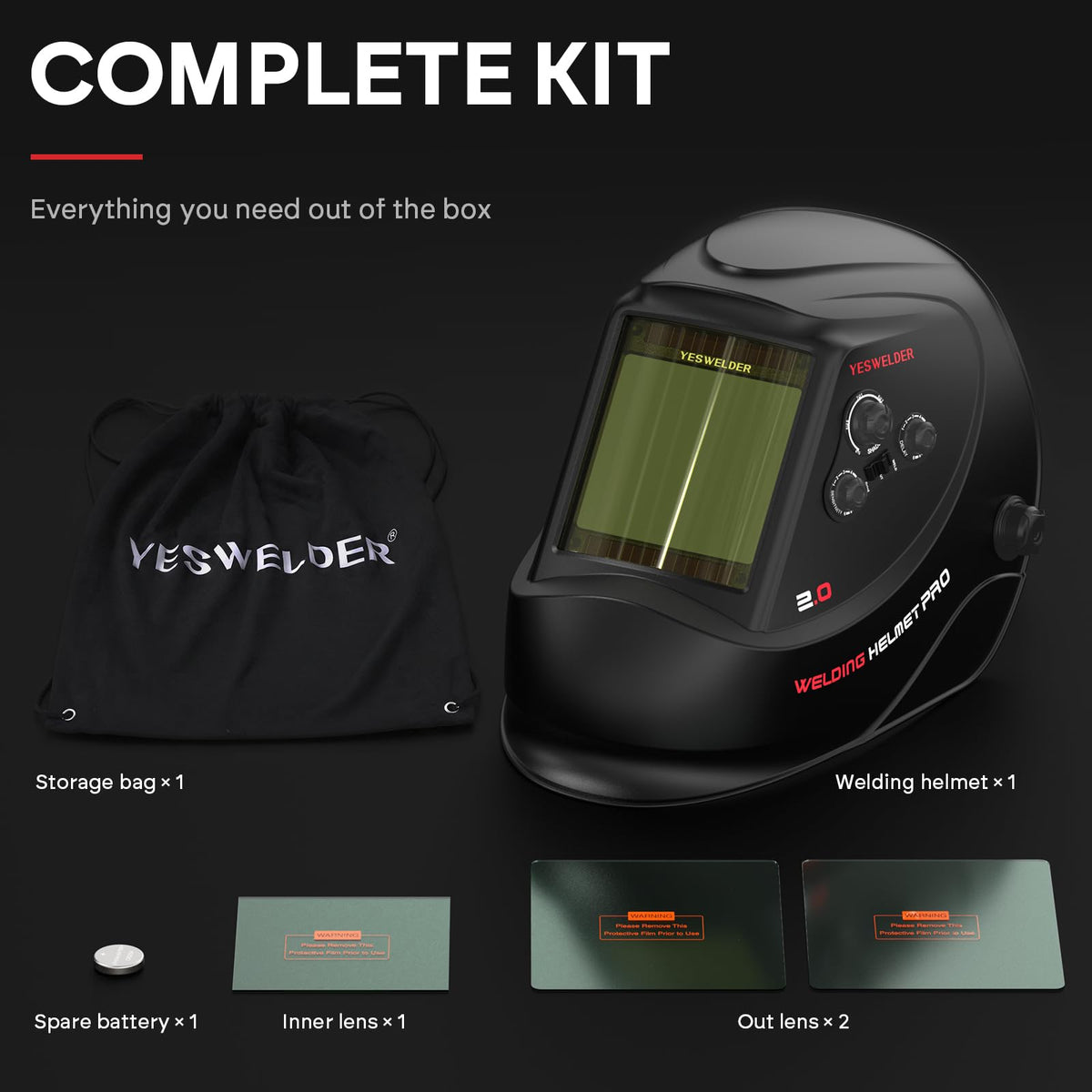 Auto Darkening Welding Helmet Large View V516641
