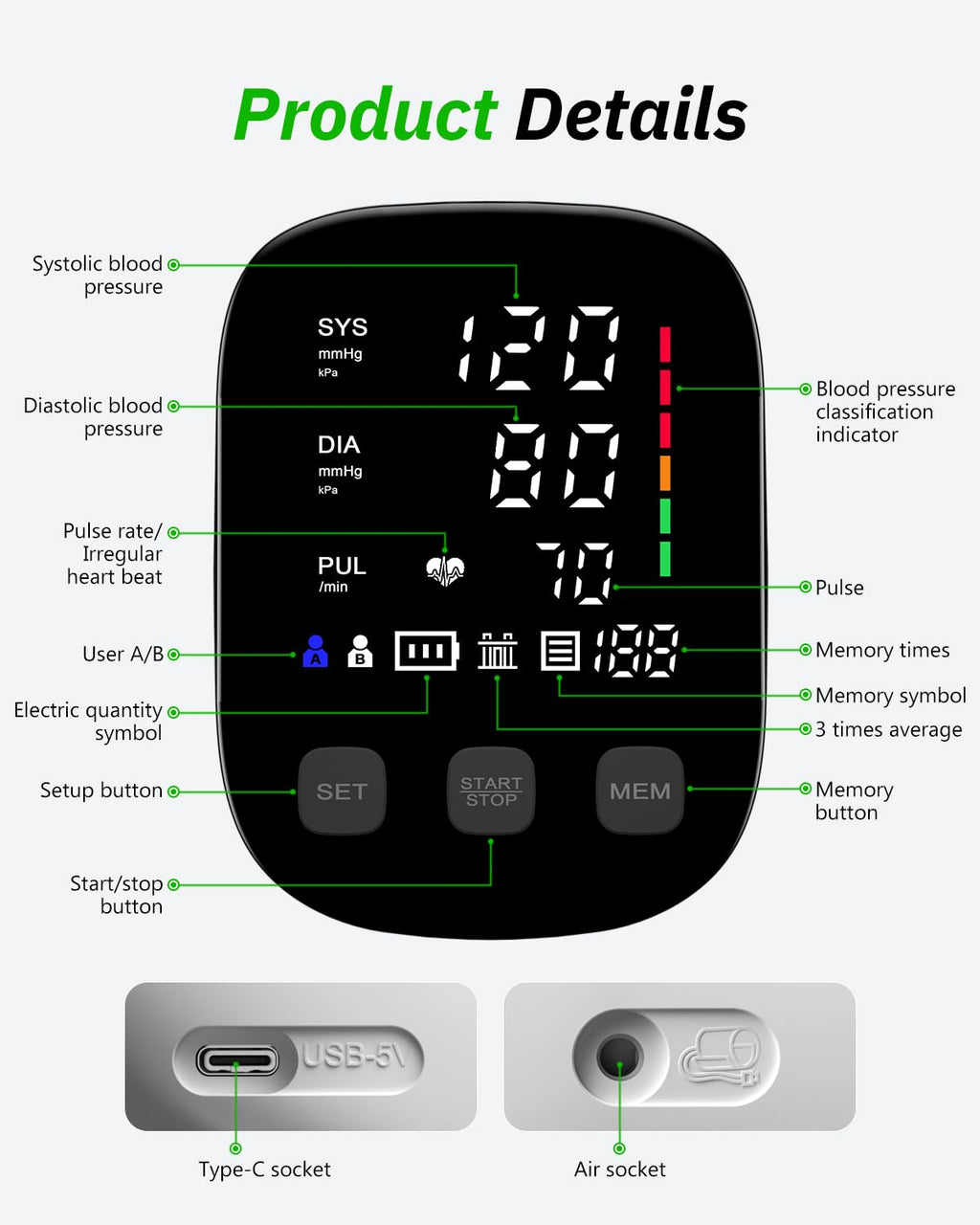 Blood Pressure Monitor Upper Arm Large Cuff Digital BP Machine E8352