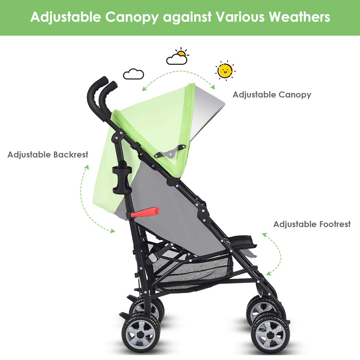 Lightweight Compact Travel Stroller Green T58566