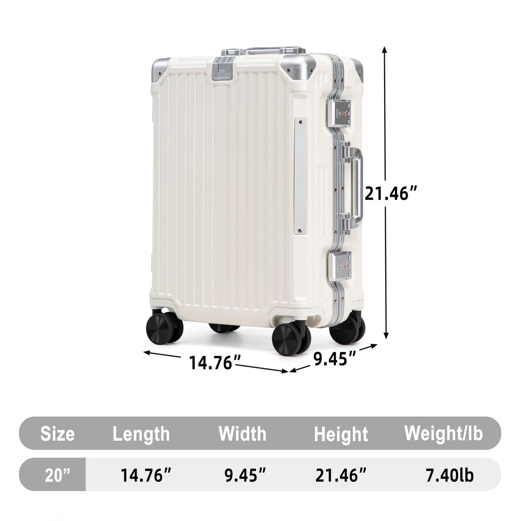20 Inch White ABS Hardside Spinner Luggage with USB Port D149
