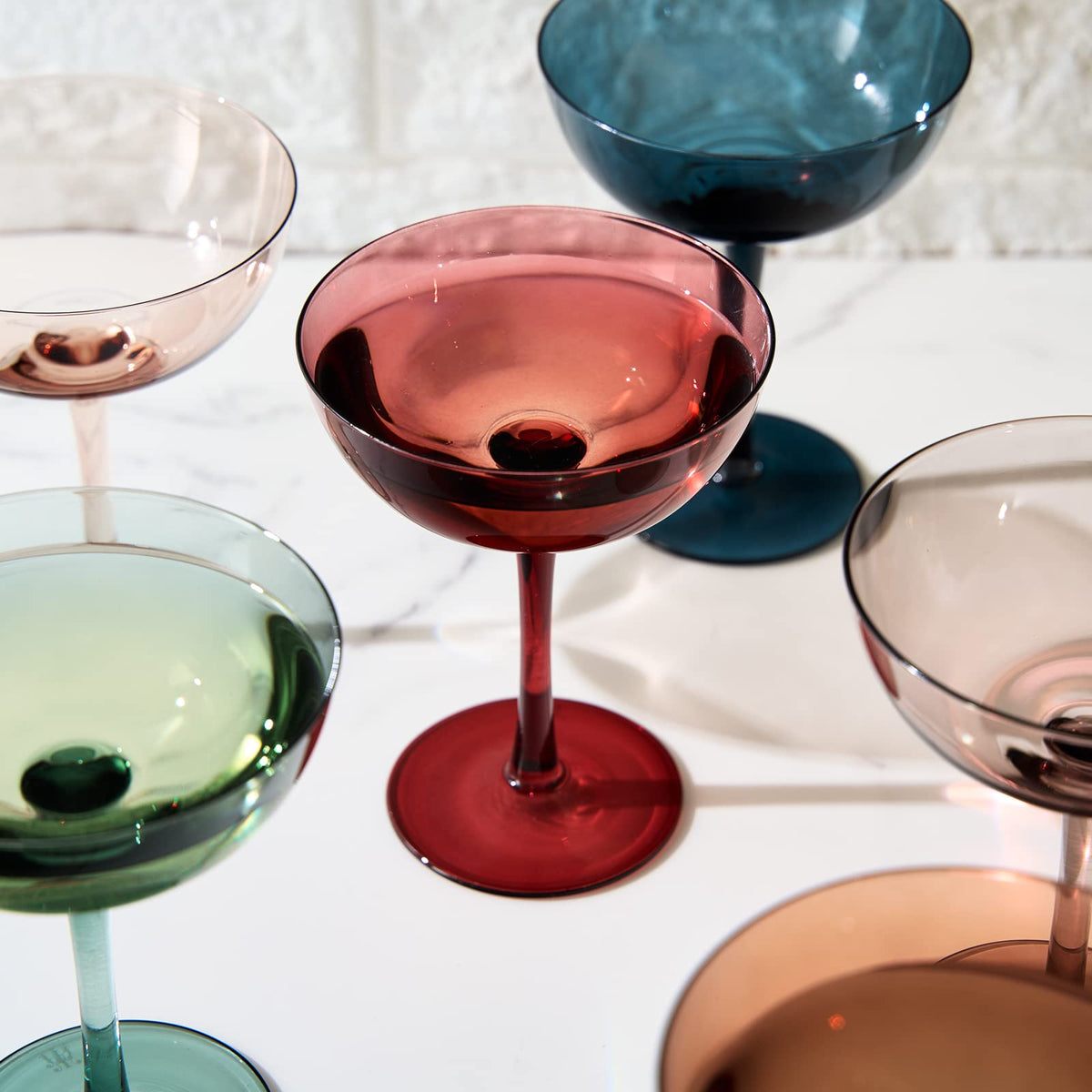 Colored Crystal Coupe Glasses Set of 6 U560085