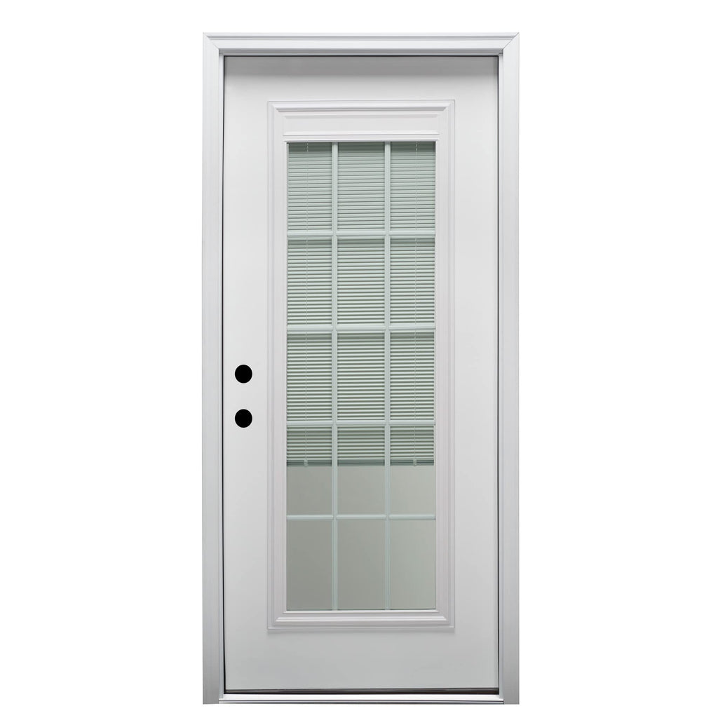 Primed Steel Right-Hand Inswing Full Lite Prehung Front Door 36" x 80" U881