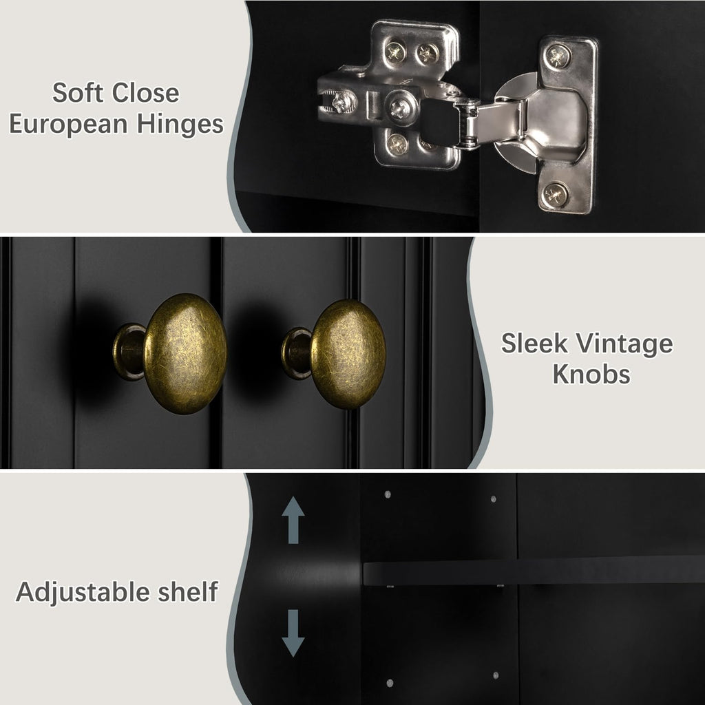 Black Over The Toilet Storage Cabinet with Adjustable Shelf N66462