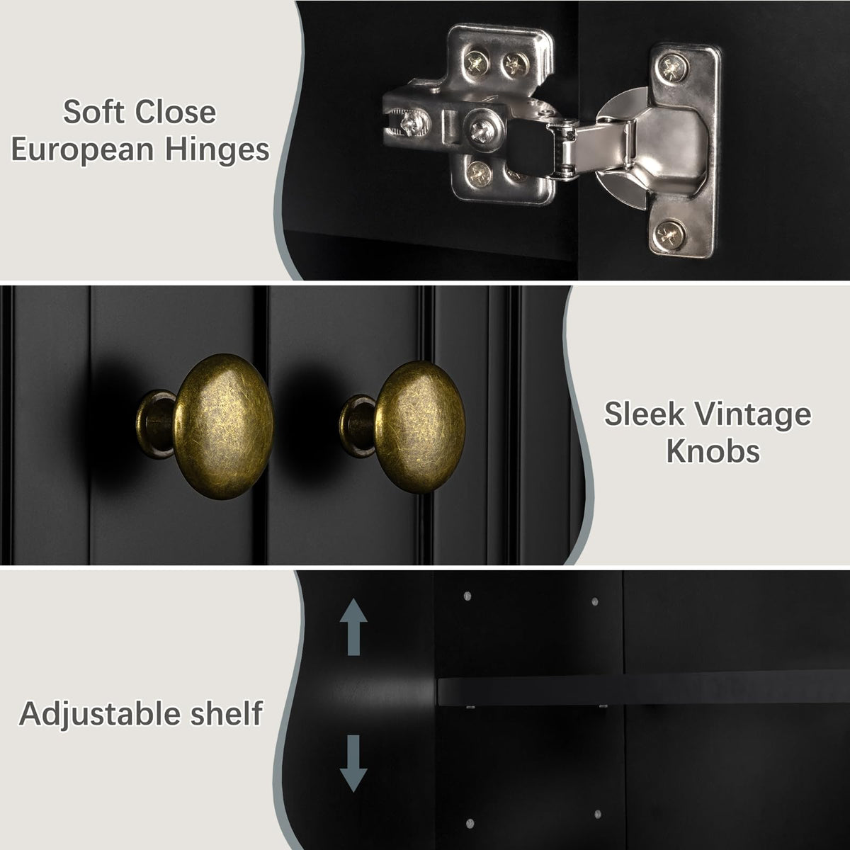 Black Over The Toilet Storage Cabinet with Adjustable Shelf N66462