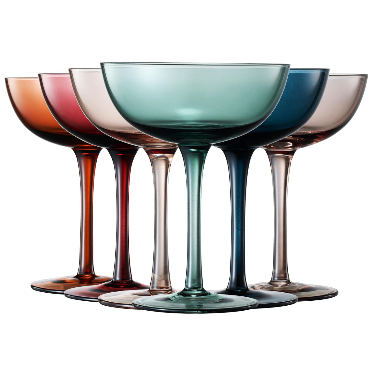 Colored Crystal Coupe Glasses Set of 6 U560085