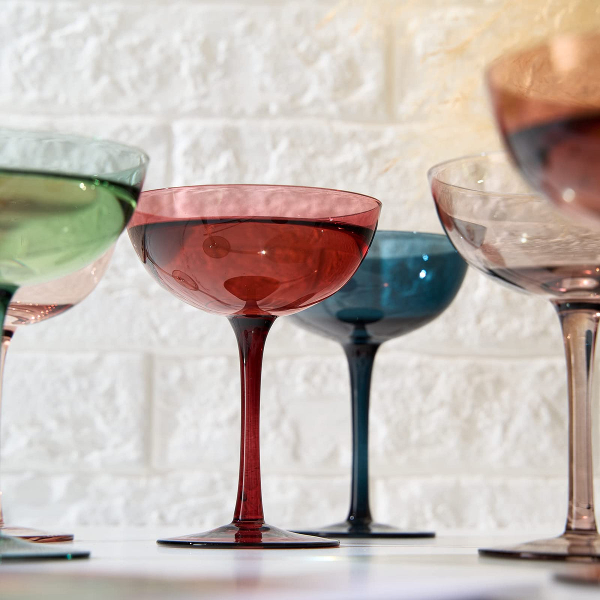 Colored Crystal Coupe Glasses Set of 6 U560085