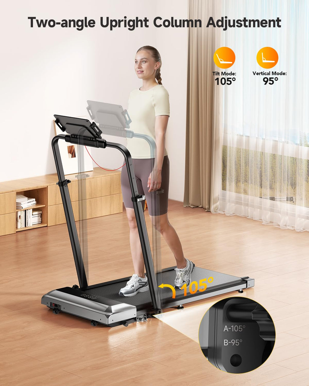 Folding Treadmill with Incline and Adjustable Handle Bar D1002
