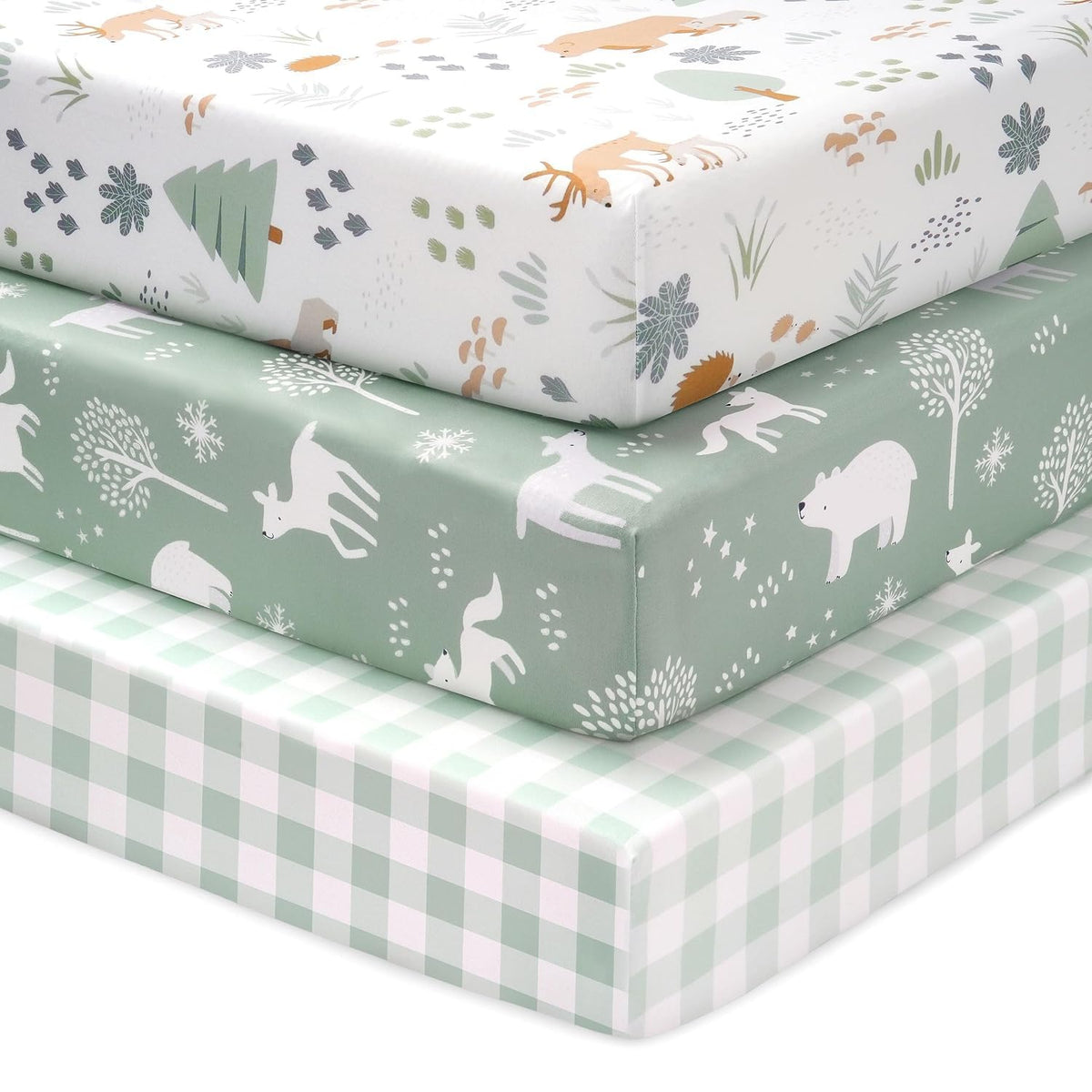 3 Pack Fitted Neutral Baby Crib Sheets S644835