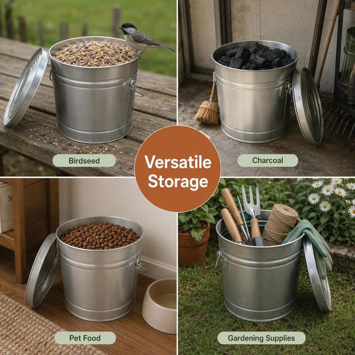6 Gallon Galvanized Storage Can with Lid M209