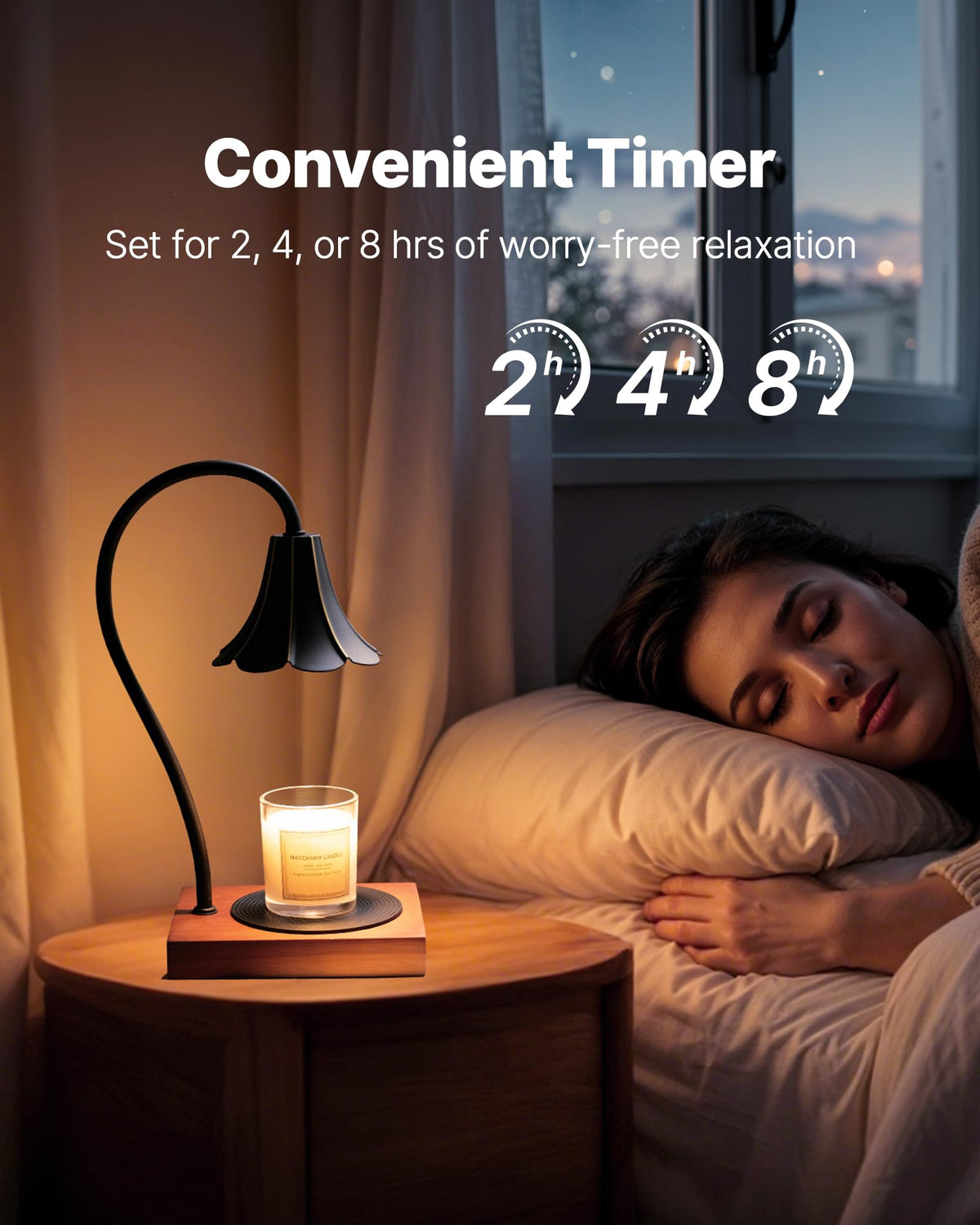 Black Candle Warmer Lamp with Timer & Stepless Dimmable I777