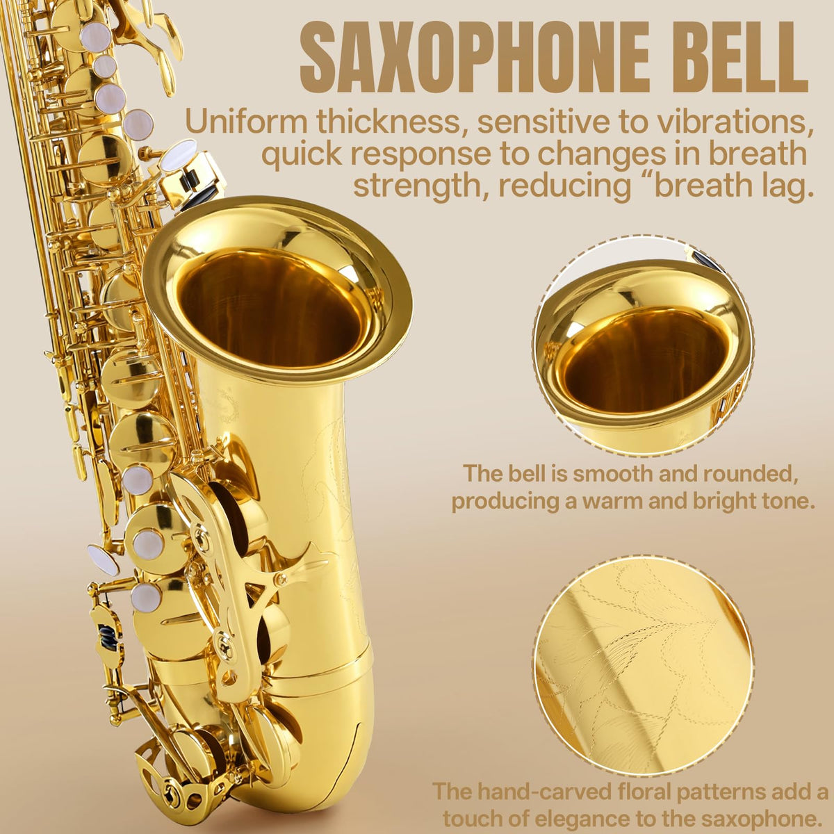 E Flat Alto Saxophone Full Kit with Portable Case (Gold) L834