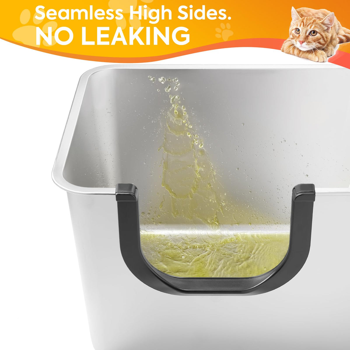 XXL High Sided Stainless Steel Litter Box E21316
