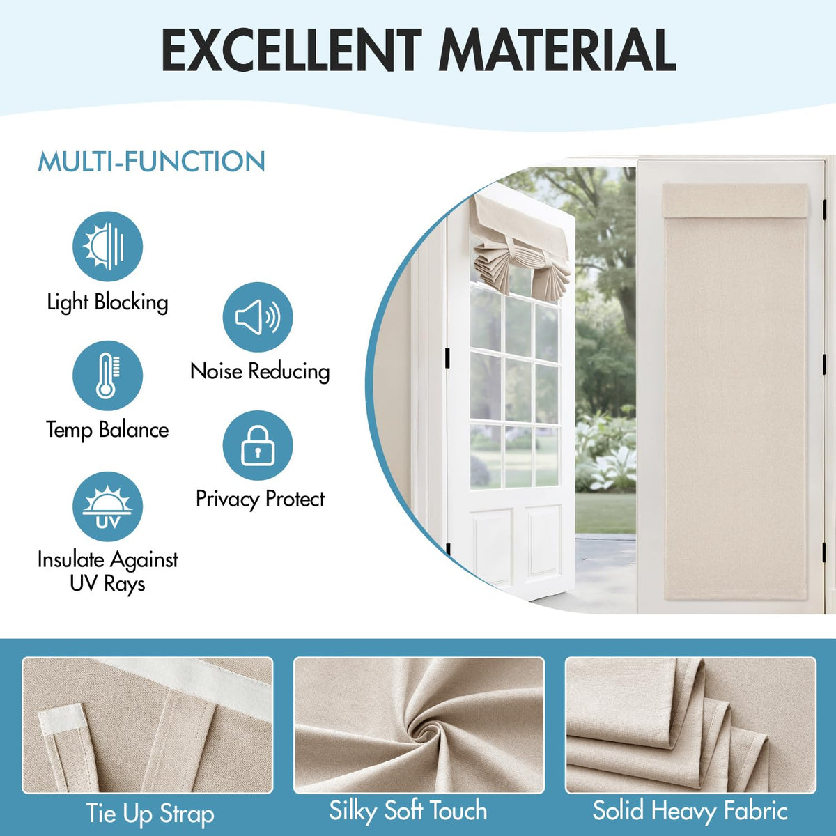 100% Blackout Linen Curtains 2 Panels M1954