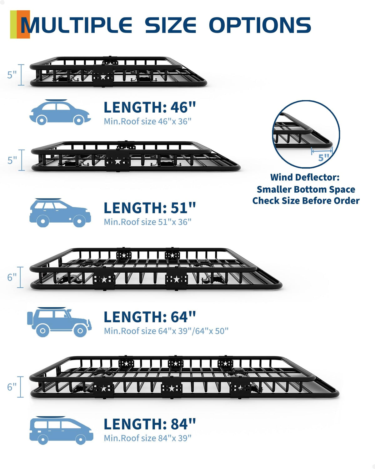 46" x 36" 200 Lbs Capacity Roof Rack Cargo Carrier Basket J88558