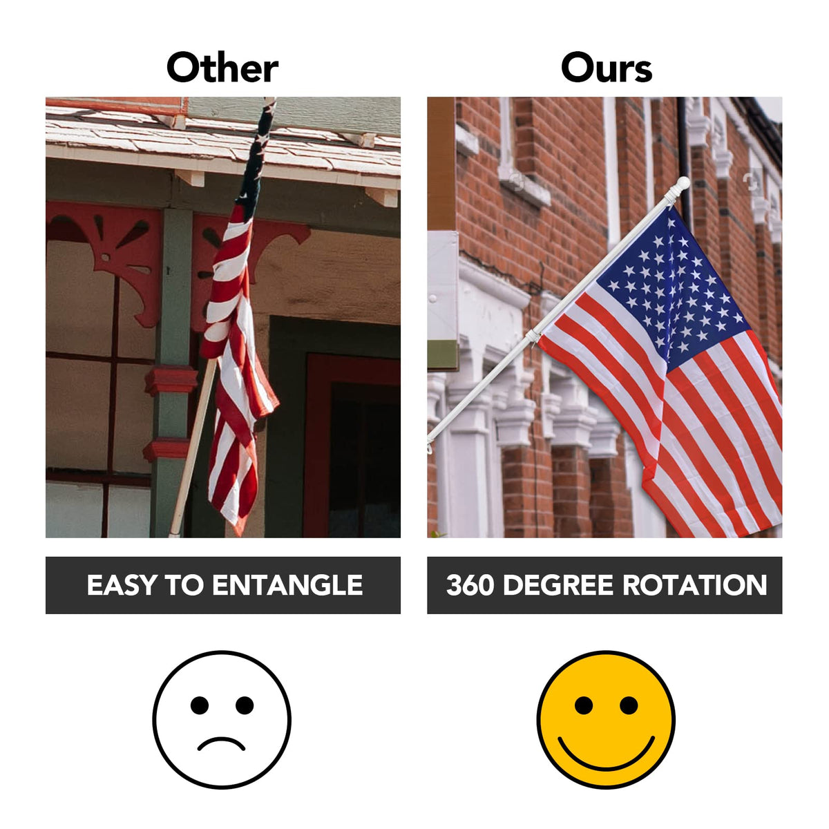 6FT Flag Pole with Bracket and Tangle-Free Rings Y175766