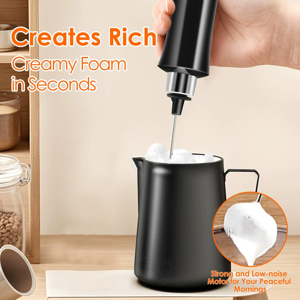 Rechargeable Handheld Milk Frother with 3 Stainless Steel Whisks R56880