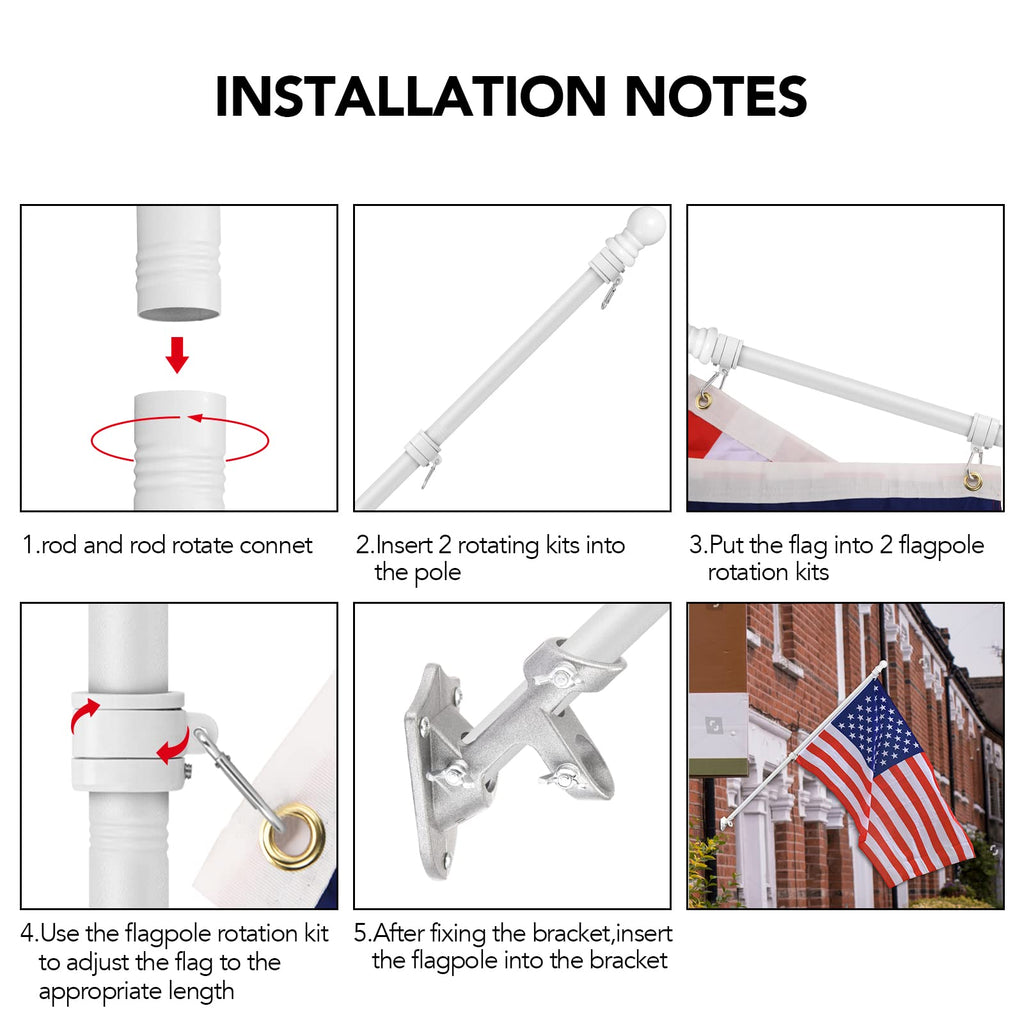 6FT Flag Pole with Bracket and Tangle-Free Rings Y175766