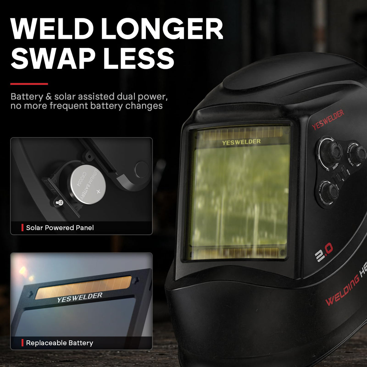 Auto Darkening Welding Helmet Large View V516641