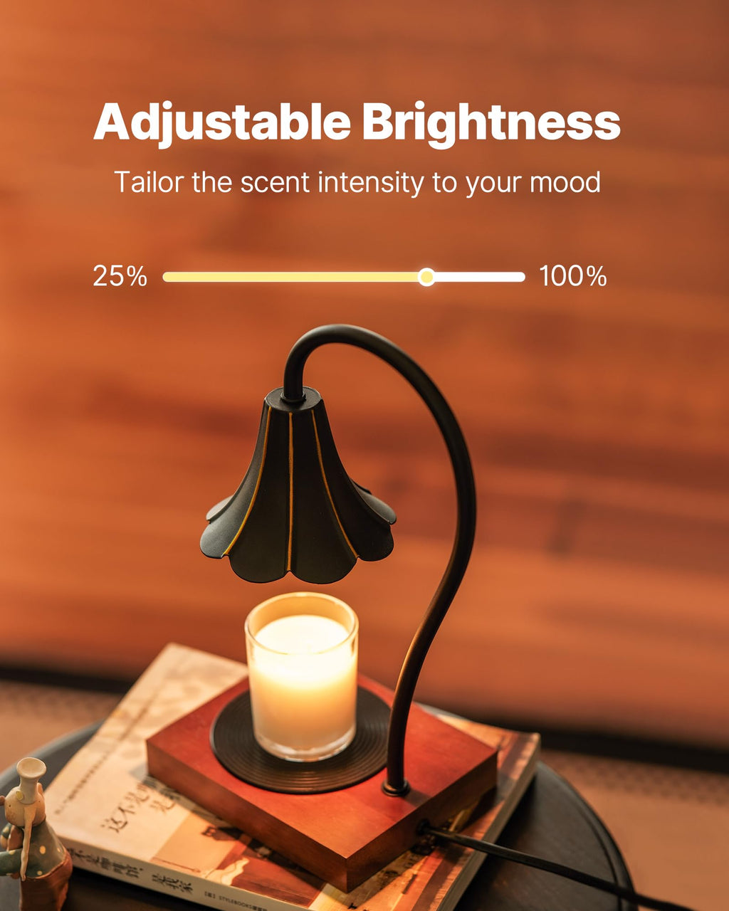 Black Candle Warmer Lamp with Timer & Stepless Dimmable I777