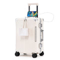 20 Inch White ABS Hardside Spinner Luggage with USB Port D149