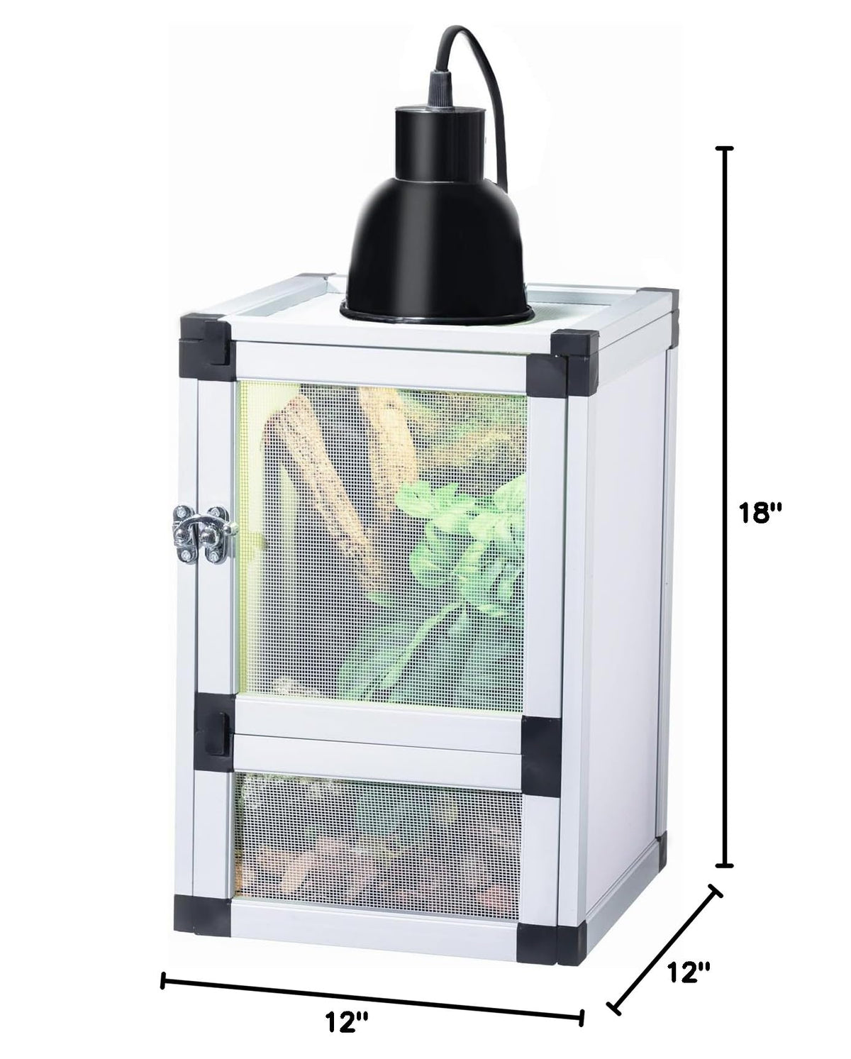 PVC Habitat Enclosure with Screen & Acrylic Doors, 12"x12"x18" Reptile Terrarium A89675