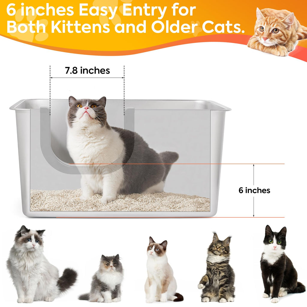 XXL High Sided Stainless Steel Litter Box E21316