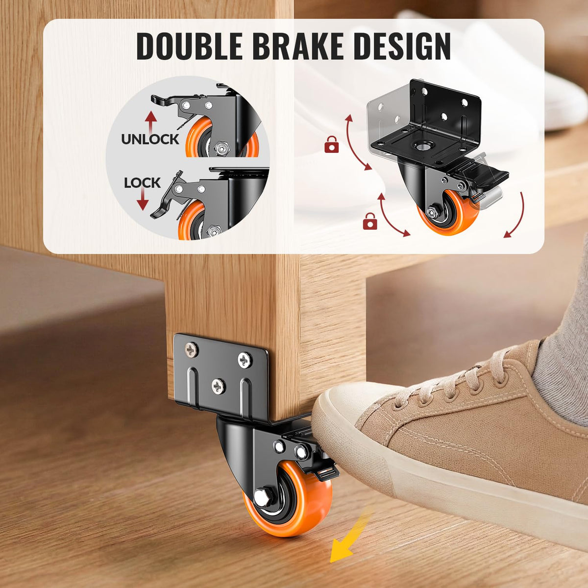 2 Inch Side Mount Caster Wheels Set of 4 D7821